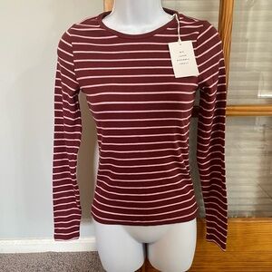 Maroon & Pink Stripe Long Sleeve NWT